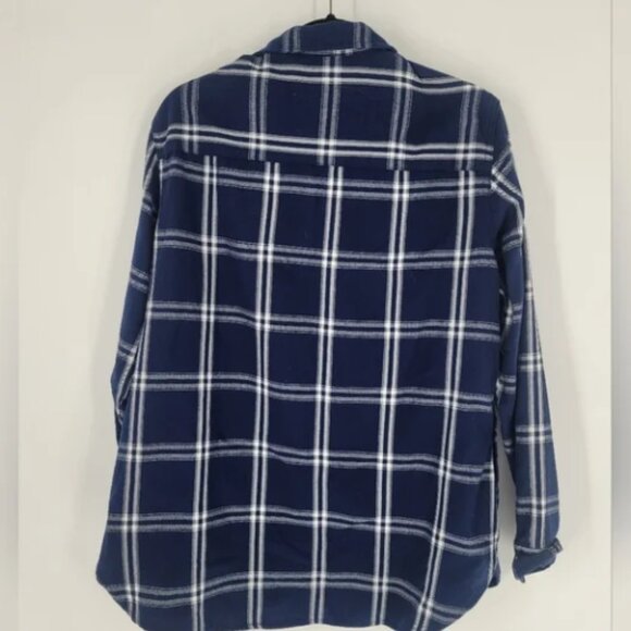Jachs Girlfriend Womens shirt Size L Cozy Flannel snap up blue plaid (lot of 2) - Picture 5 of 7